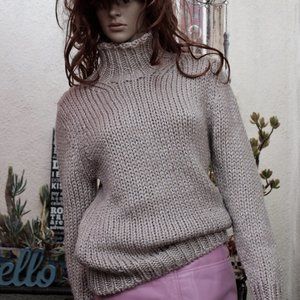Thierry MUGLER Italy Taupe & Silver Thread Sweater